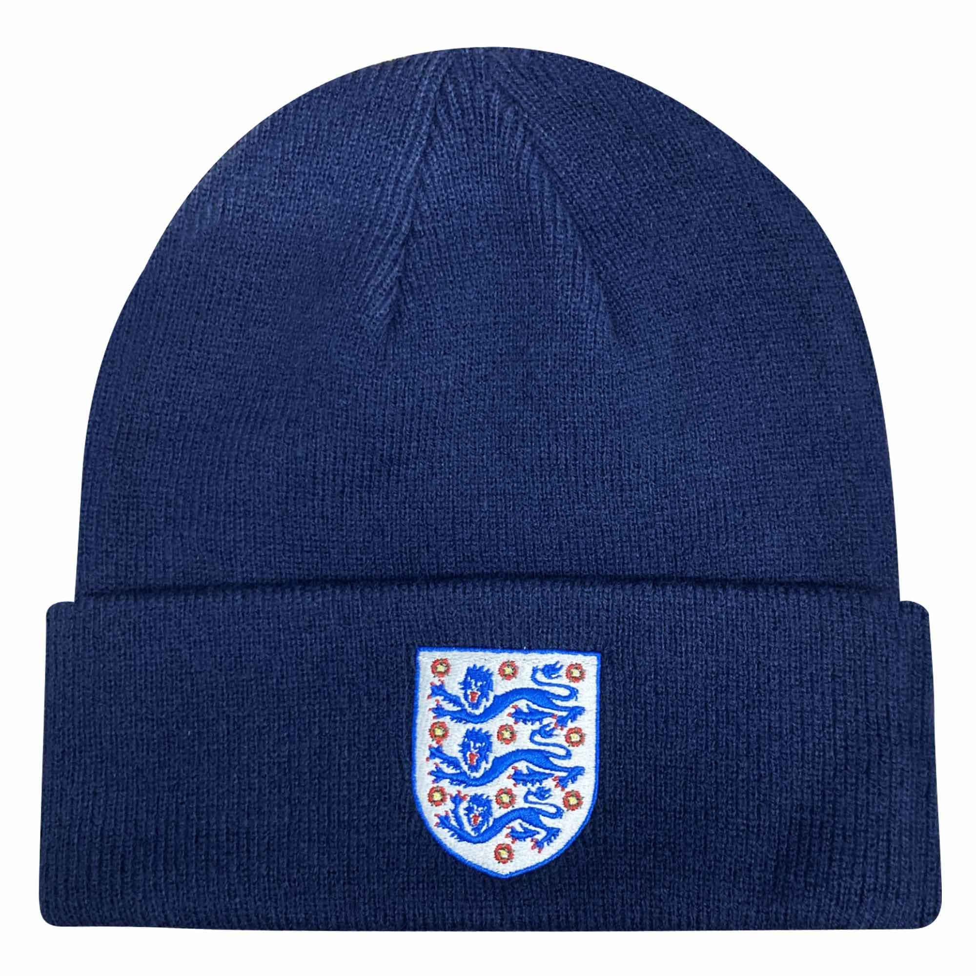 Beyond Happy Unisex Multicolor Official England 3 Lions Beanie Hat - Navy, Three Lions England Hat