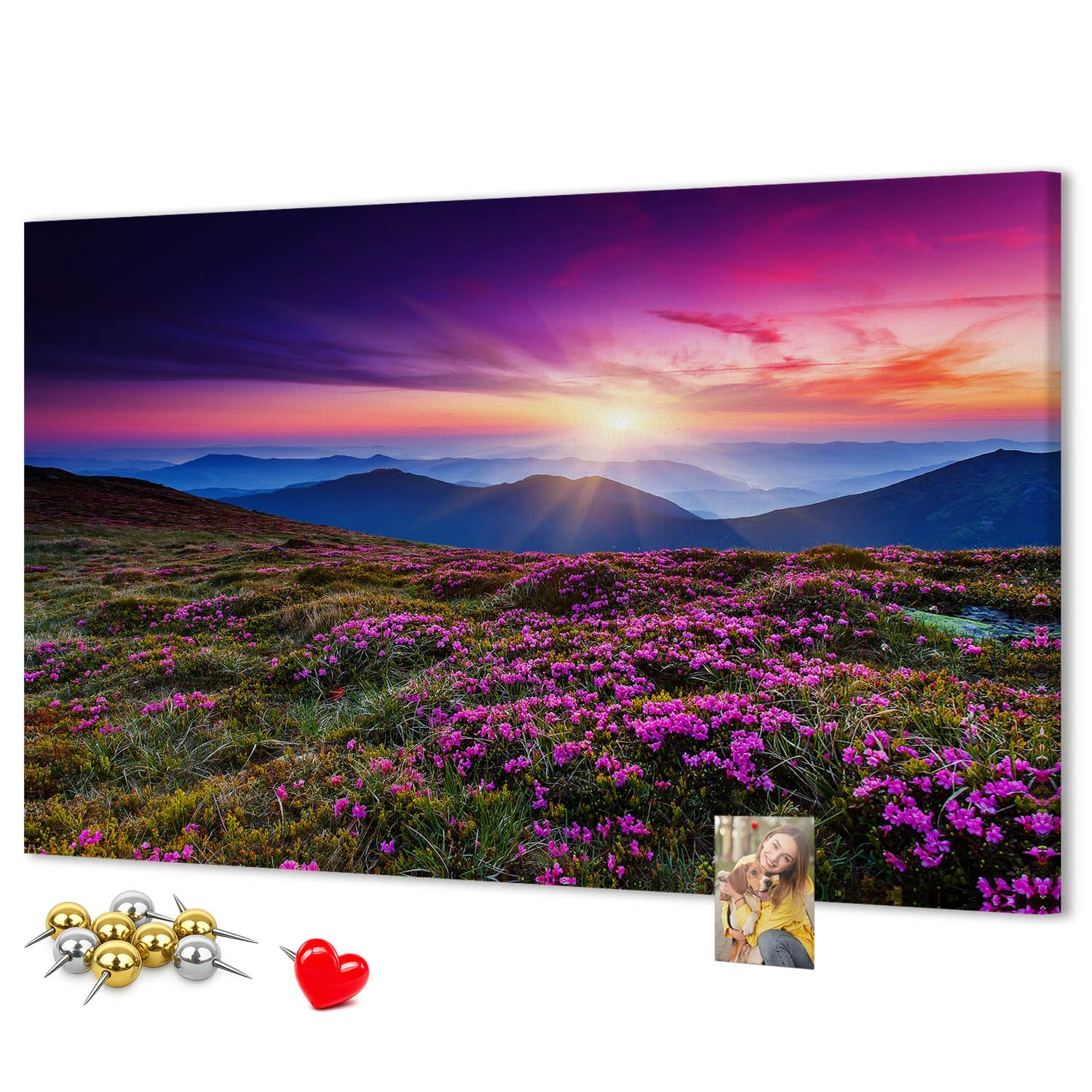 Panel decorativo de corcho 120x80 cm | Flores del amanecer