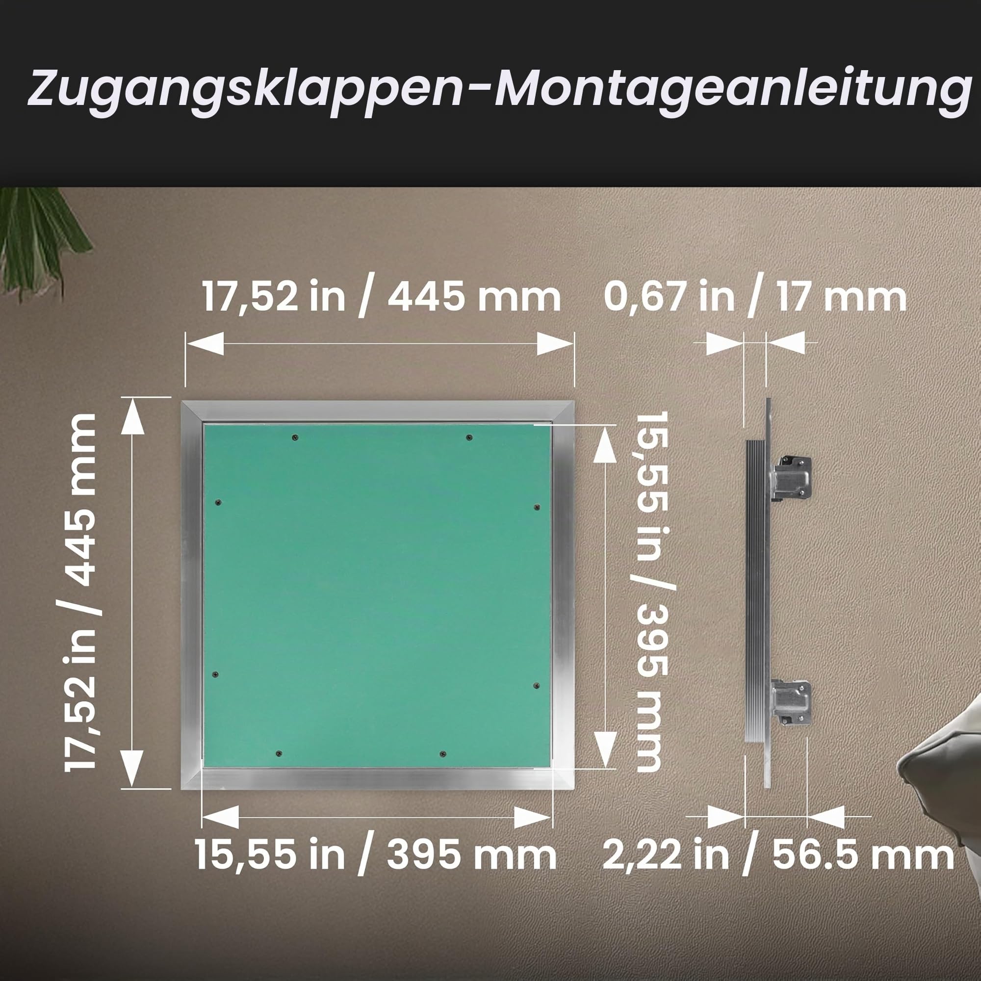Repa Market Revisionsklappe Trockenbau 40x40 cm – Aluminium Revisionsklappe Trockenbau für Wand & Decke – Befliesbare Wartungsklappe mit Push-Click – Zugangsklappe für Sanitär, Installation & HLK