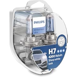 Foco De Coche Philips 12972WVUSM WhiteVision - bombilla para faros delanteros de coches - (H7, 55 W, Halógeno, Luces largas y cortas, PX26d, 4200 K, blanco intenso)