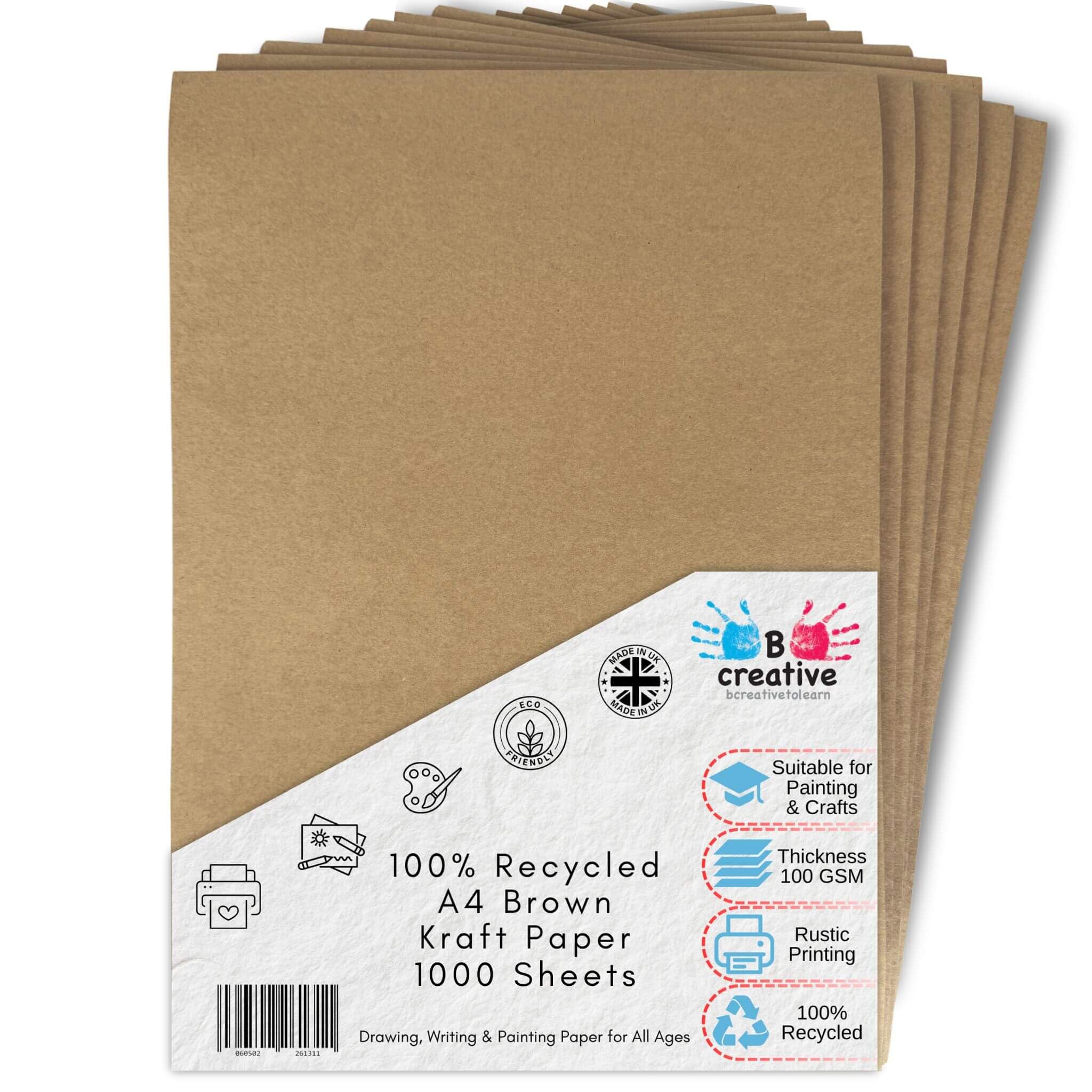 Papel de embalar reciclado A4 100 gsm, de la marca Bcreative® 1000 sheets