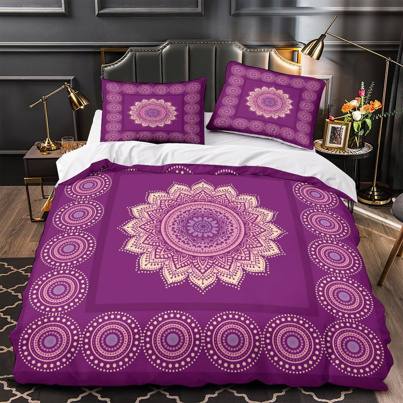 Housse de couette mandala 135x200 microfibre pour lit simple