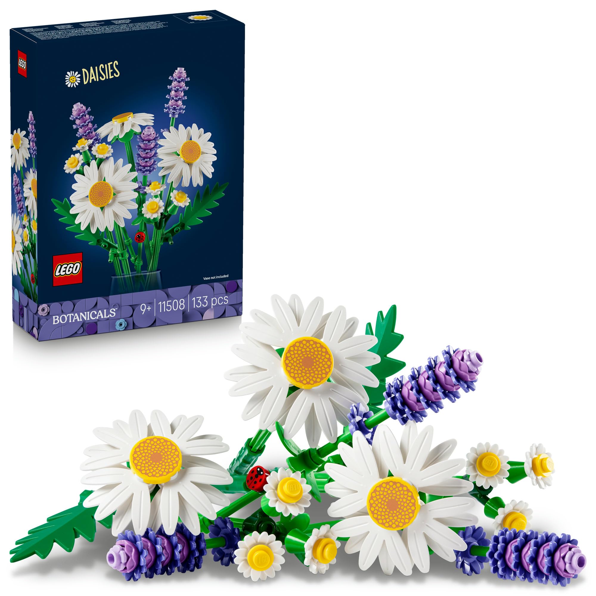 LEGO® Botanicals Daisies 11508 Flower Decor Building Set for Kids Aged 9 and Over - Floral Toy Idea for Girls and Boys on Birthdays - Desk Decor with Daisies, Lavender and a Ladybird