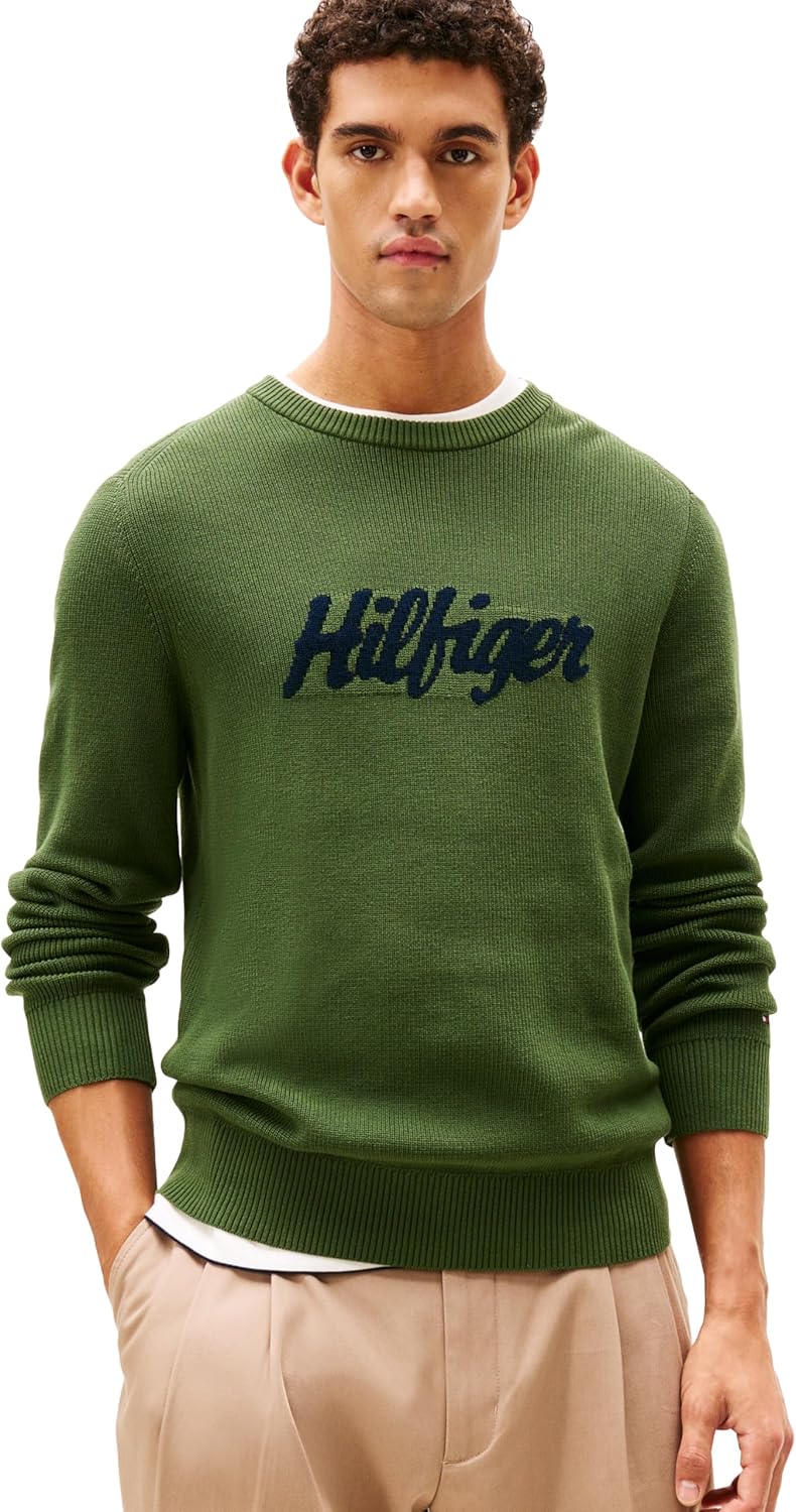Tommy Hilfiger Mens Graphic Cotton Crewneck Lightweight Sweater Pullover