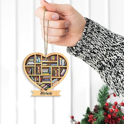 Miniatura 4 de HYTURTLE Adorno de Navidad personalizado para colgar en el árbol, regalo para la escuela, bibliotecario, asistente de lectura de libros, profesor,