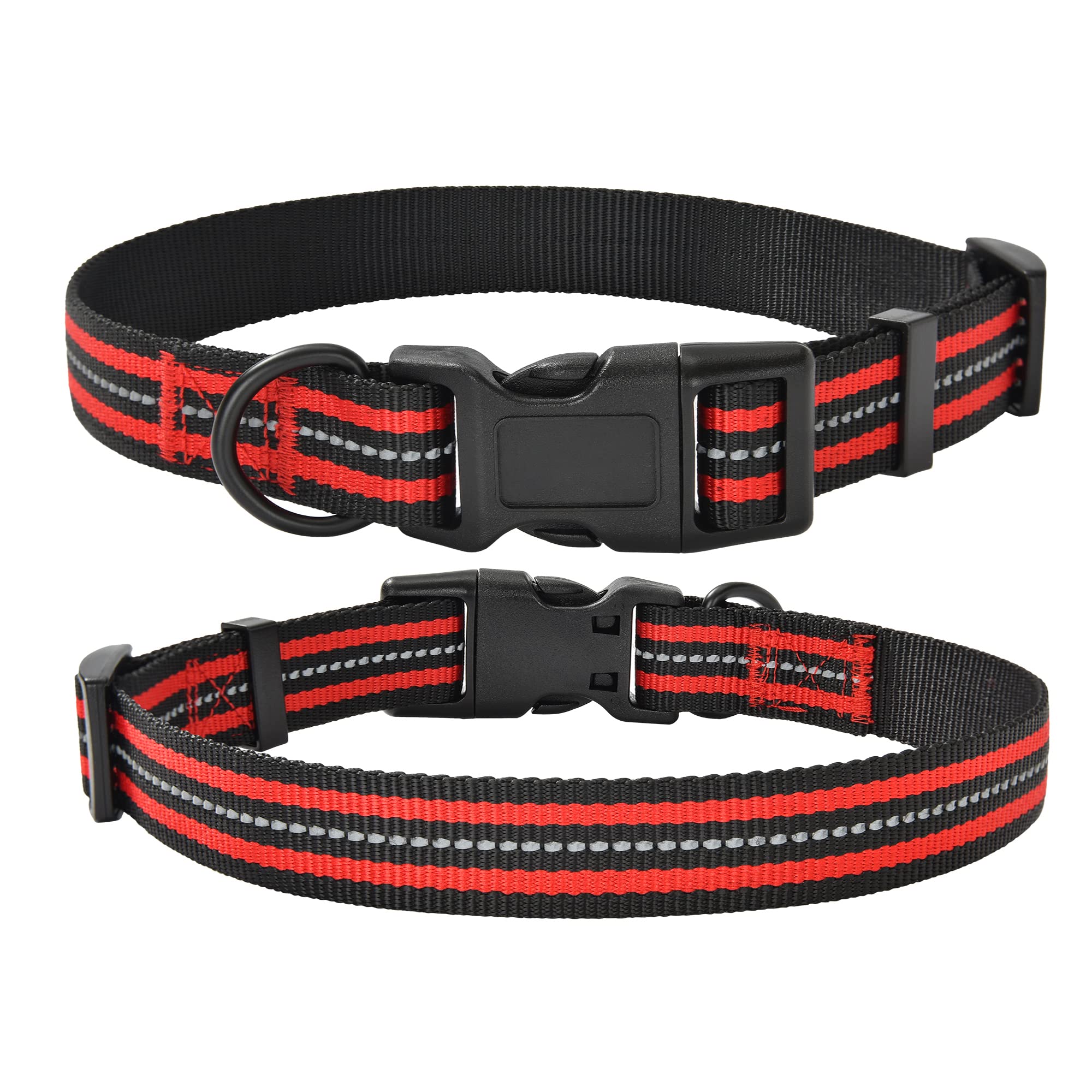 Mile High Life Reflective Dog Collar | Nylon Pet Collars wiith Buckle | Light Weight Puppy Collars | Red Dog Collars for S...