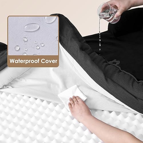 Miniatura 88 de EHEYCIGA – Cama ortopédica mediana impermeable para perros medianos, de espuma viscoelástica tipo caja de huevos, con bordes elevados y base