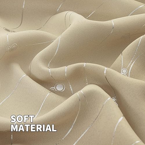 Miniatura 4 de BGment - Cortinas opacas, con aislamiento térmico, para oscurecer la habitación, con estampado de línea ondulada y lunares para dormitorios, juego