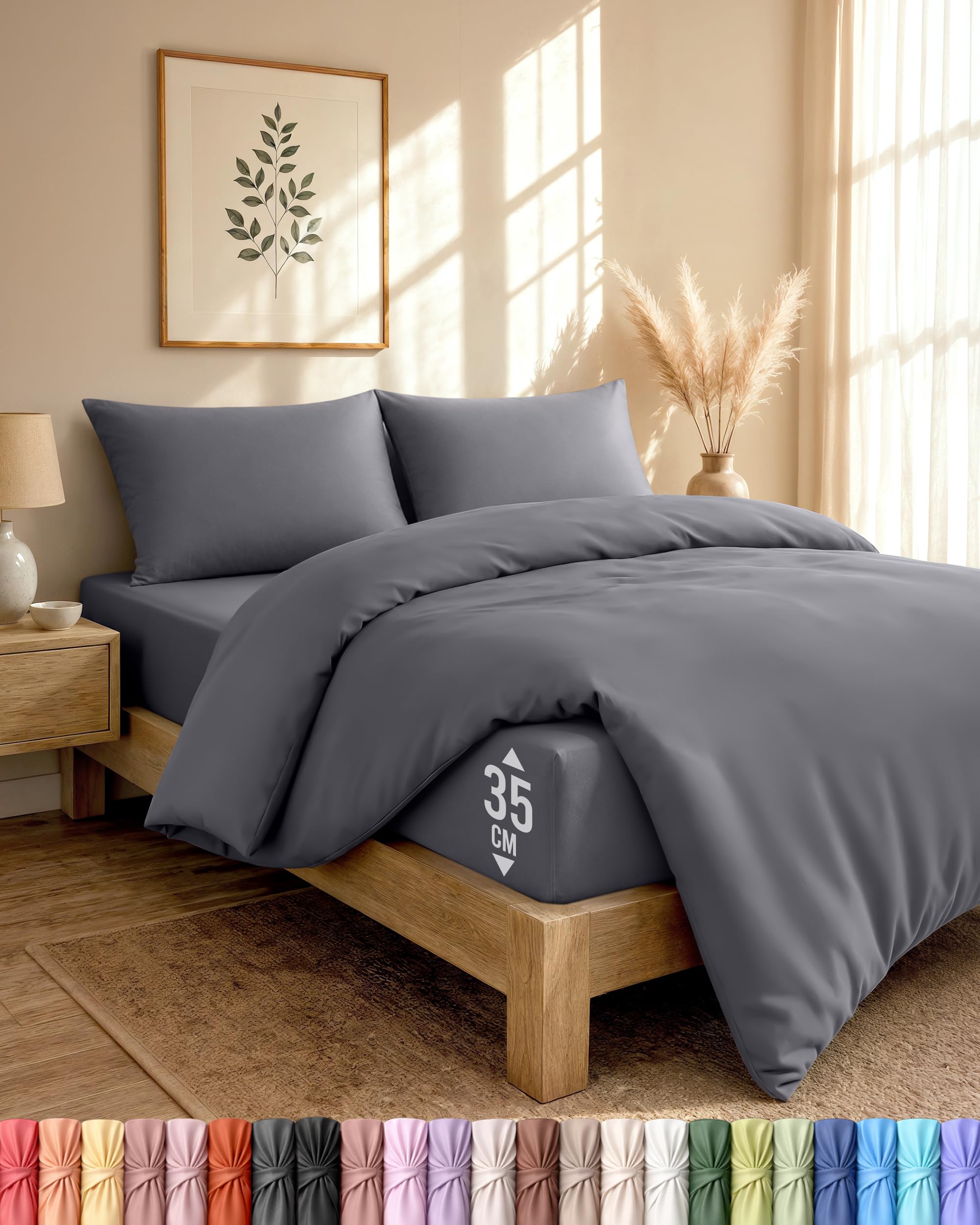Utopia Bedding Grey 4 Piece Double Bedding Set (Grey)