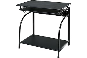RockPoint Axess Computer Desk with Pullout Keyboard Tray, Black