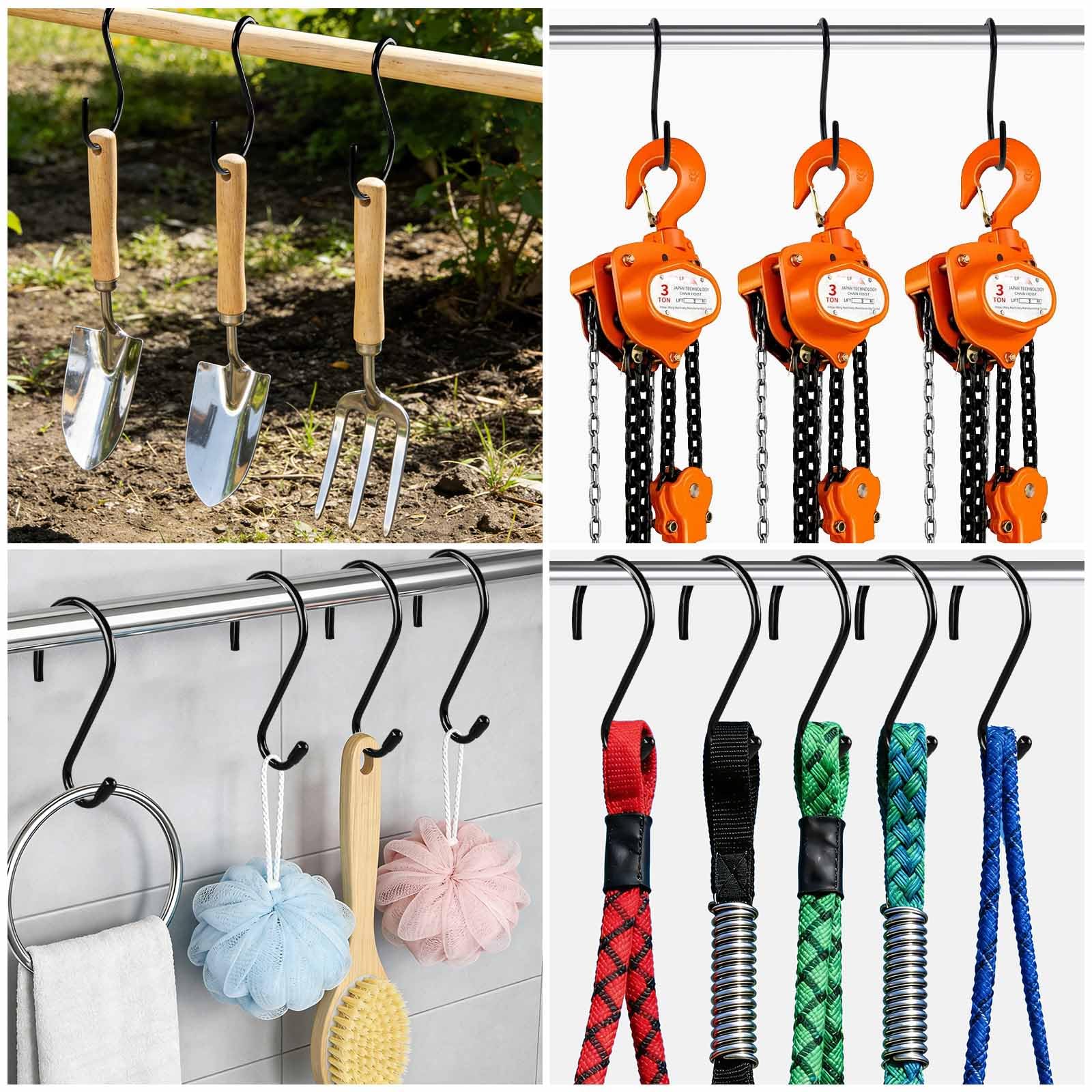 Paquete de 16 ganchos en forma de S de 6 pulgadas, ganchos grandes con revestimiento de vinilo en forma de S, ganchos antideslizantes para colgar ropa, plantas, jeans, sartenes, ollas, toallas, jeans