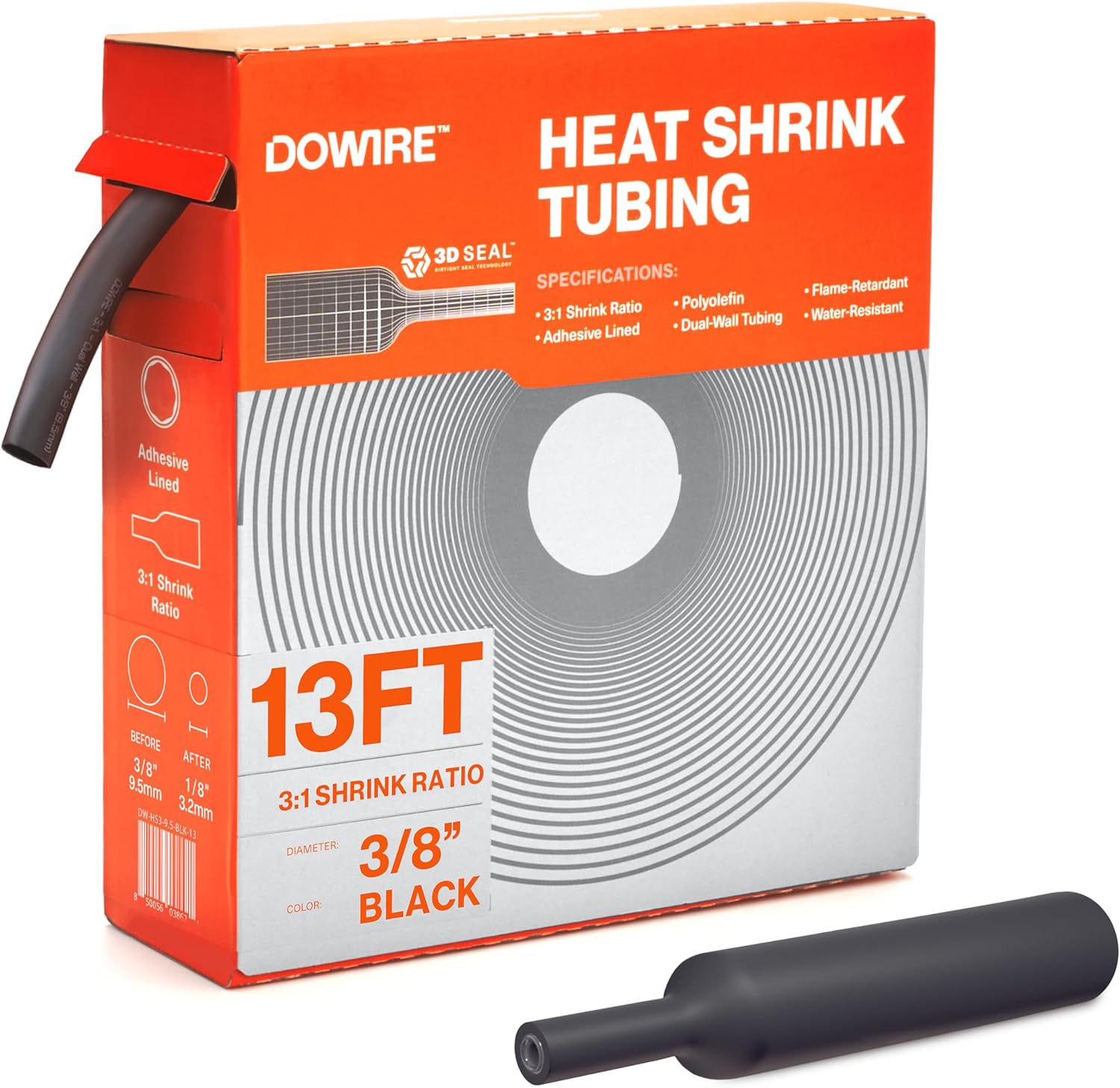 Dowire Heat Shrink Tubing 3/8" - Adhesive Lined - 3:1 Ratio - Waterproof Marine Grade Shrink Tube - Wire Shrink Wrap Tubing - Black - 13 Feet