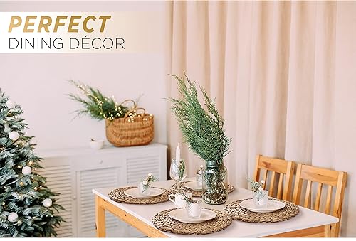 Miniatura 5 de BLUEWEST - Juego de 10 manteles individuales tejidos de 12 a 13 a 14 pulgadas, manteles individuales redondos de ratán marrón, manteles individuales