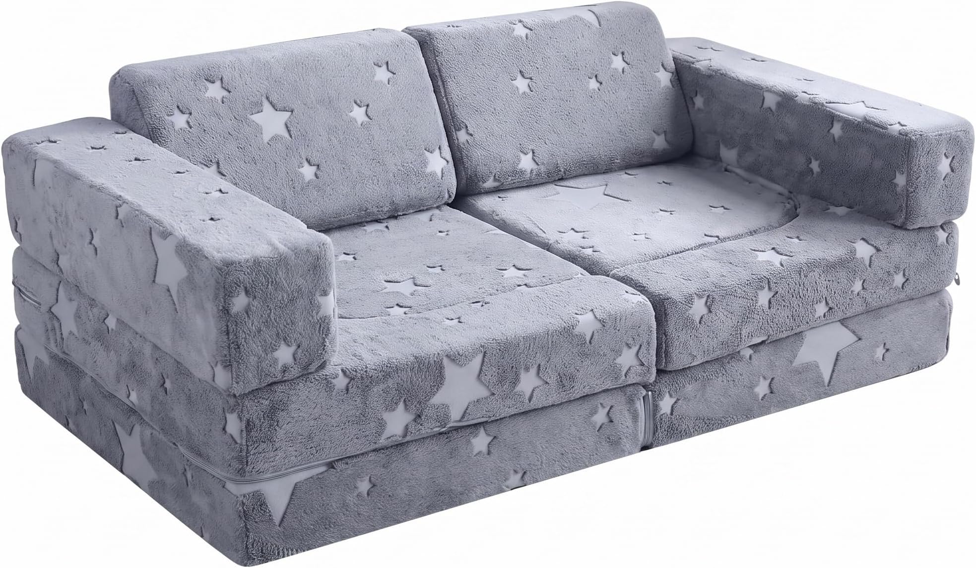 MeMoreCool Modular Kids Sofa, 10-Piece Foam Sectional Couch, Ages 3+ | Modular foam sofa, removable washable cover, kids room seating, 10-piece sectional, ages 3+