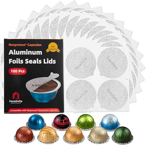 Miniatura 9 de Tapas de sellado de papel de aluminio para cápsulas Nespresso Vertuo, compatibles con cápsulas reutilizables Nespresso Vertuo, 200 tapas de cápsulas