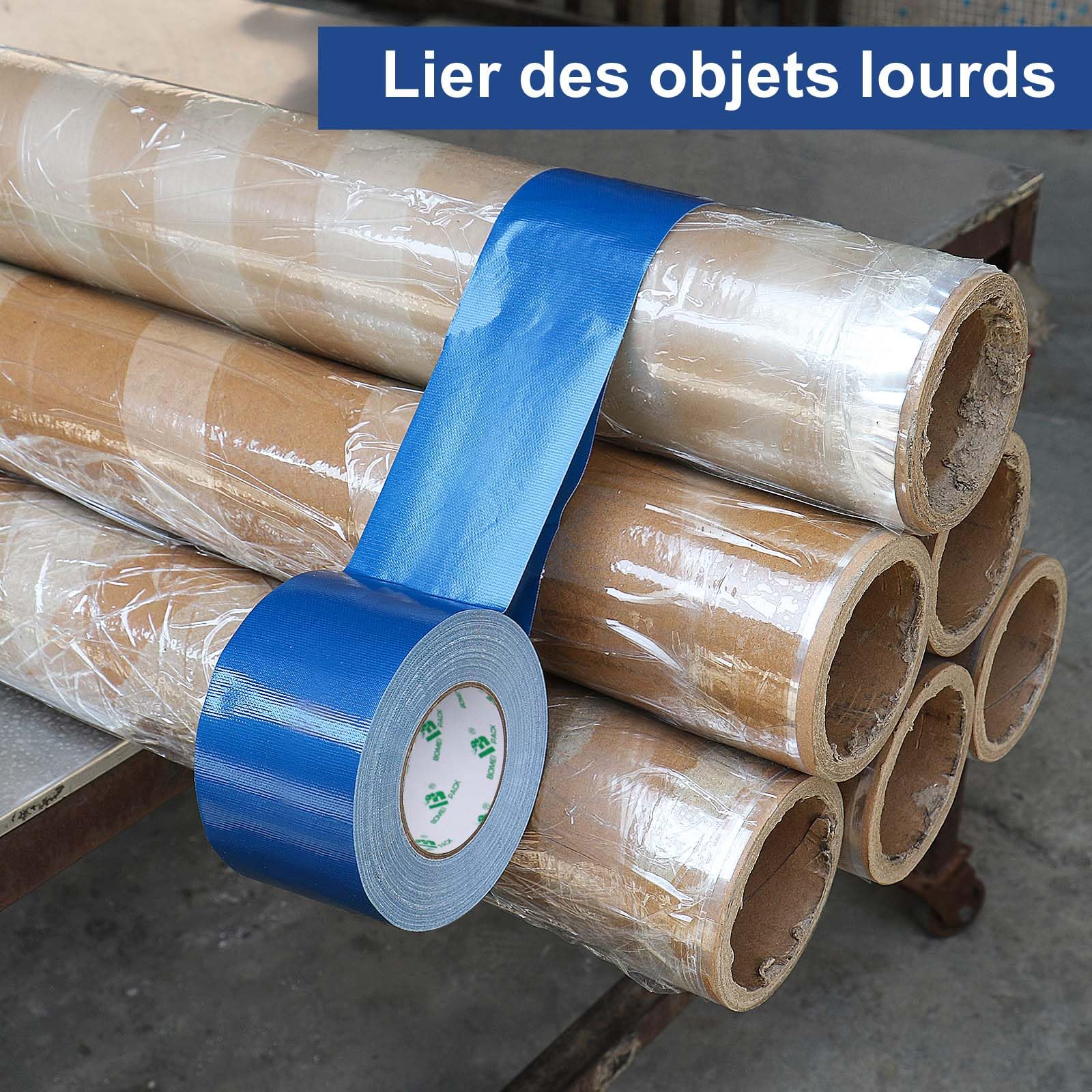BOMEI PACK Nastro adesivo telato Heavy Duty Duct Tape, 75 mm x 50 m, per riparazione, fissaggio, sigillatura, etichettatura e ristrutturazione (blu scuro)