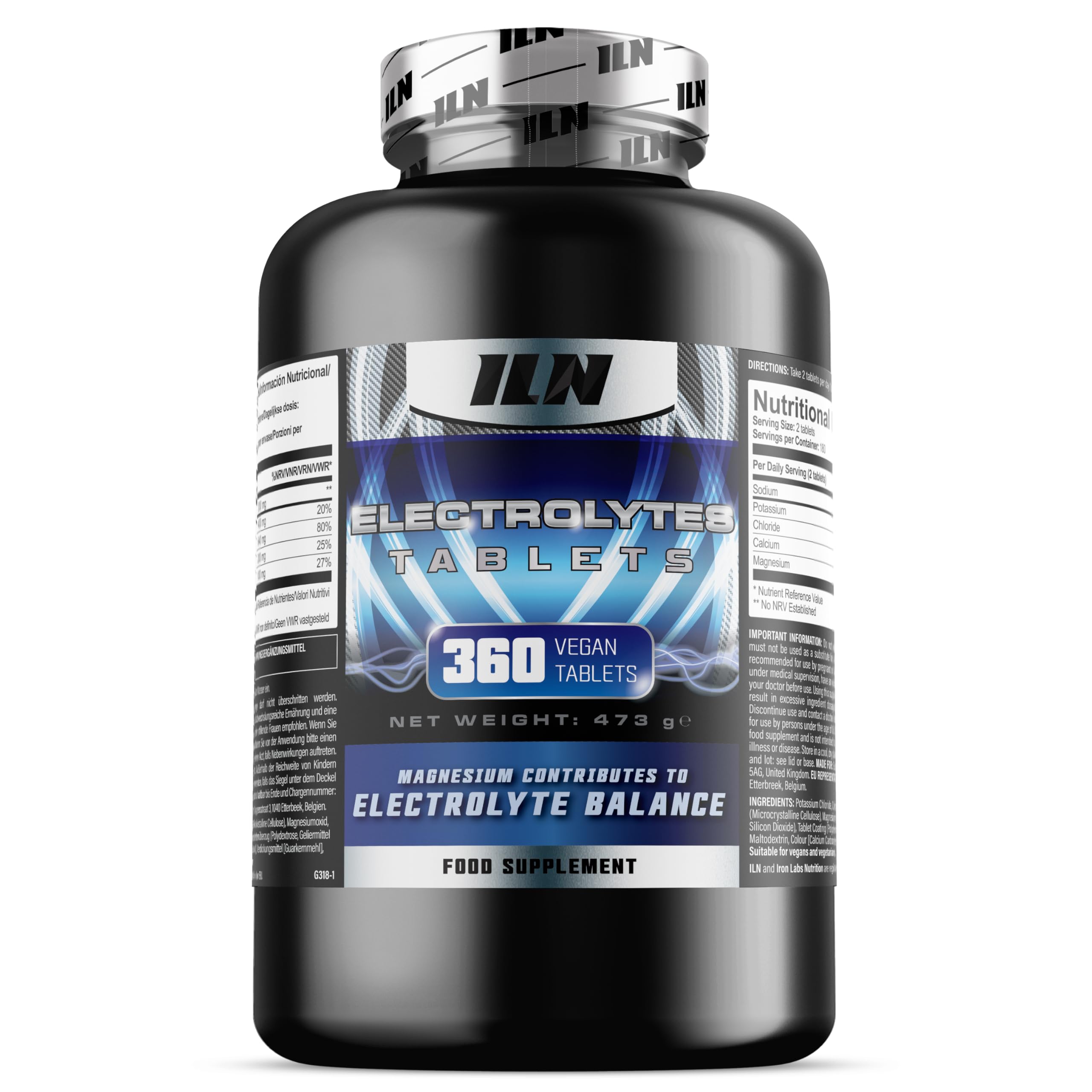 Electrolitos sin azucar - Electrolytes en tabletas para hidratación - 360 comprimidos - Complejo 1500 mg - Vegano, apto keto