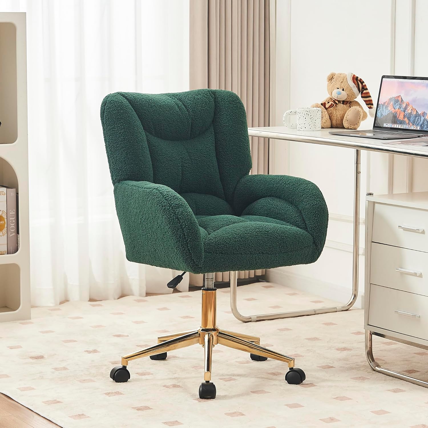 Amazon.com: Hommoo Desk Chair with Wheels and Arms Teddy Sherpa ...