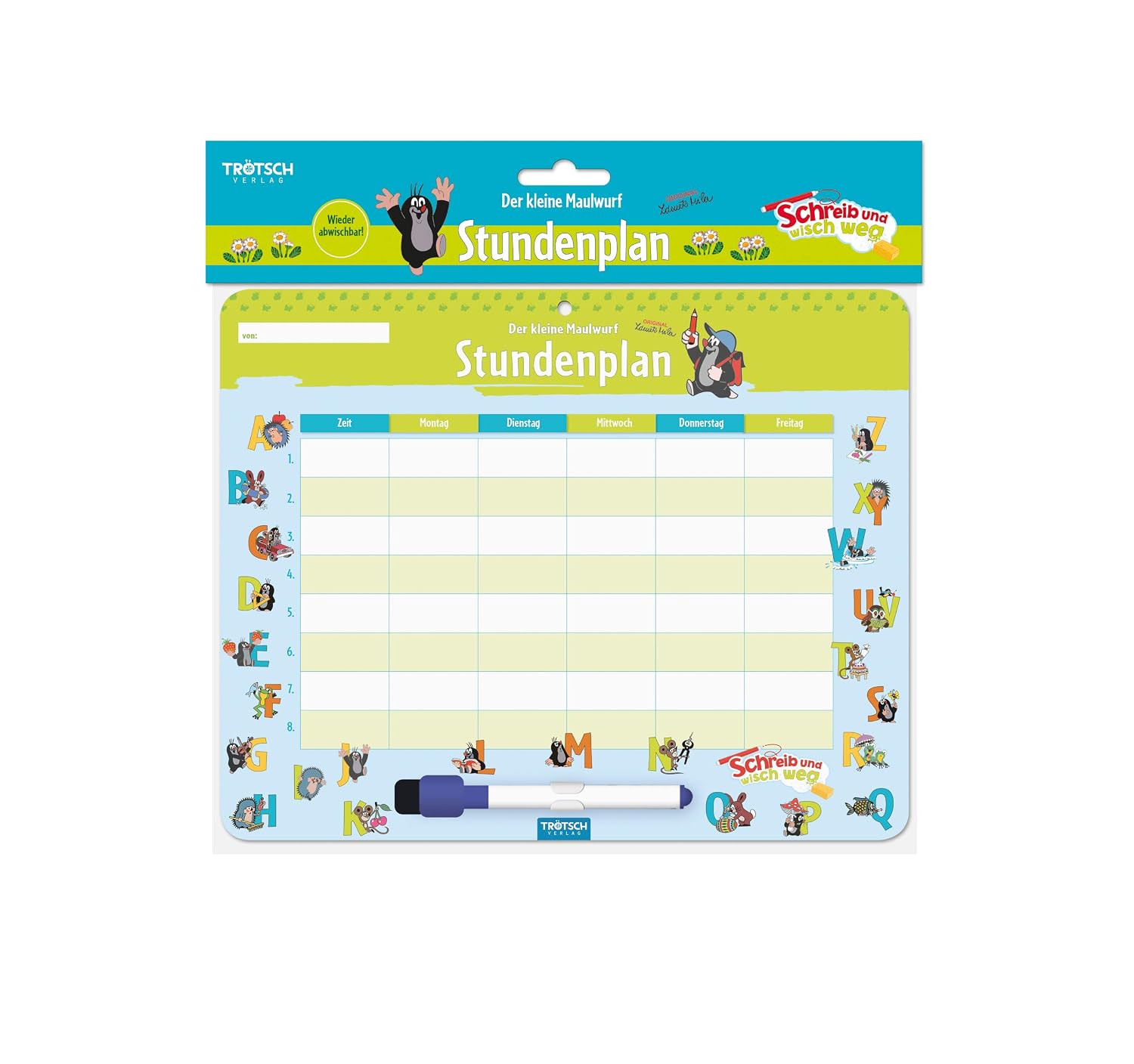 Trötsch Der kleine Maulwurf Stundenplan abwischbar: Lehrplan ...