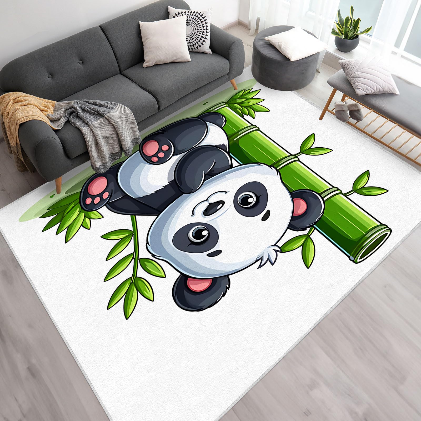 Moquette poil ras salon et tapis doux panda 100x120 pour decoration entree