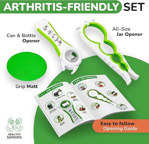 Miniatura 10 de Abridor de tarros para personas mayores con artritis, abridor de tarros fácil de girar para manos débiles, abrebotellas multifunción para manos