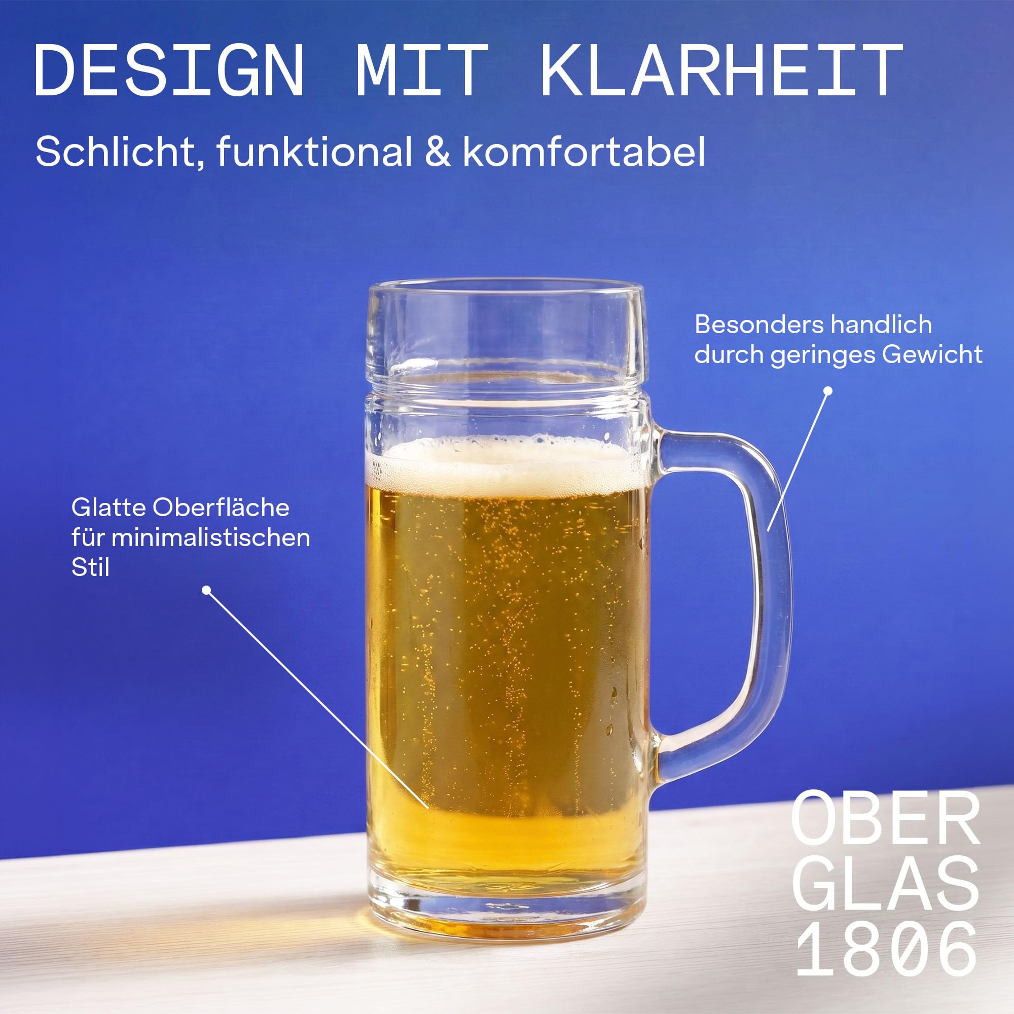 Stölzle Oberglas Light Mug Bierkrug leicht 500 ml, Bierkrüge 6er-Set | Moderne Bierkrüge im minimalistischen Design, 25 % leichter und mit glatter Oberfläche, stoßfest & spülmaschinengeeignet