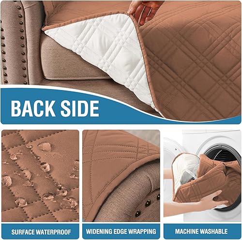 Miniatura 6 de H.VERSAILTEX Fundas de sofá 100 % impermeables para perros, modernas, con correas elásticas, protector grueso y suave contra las garras de gato