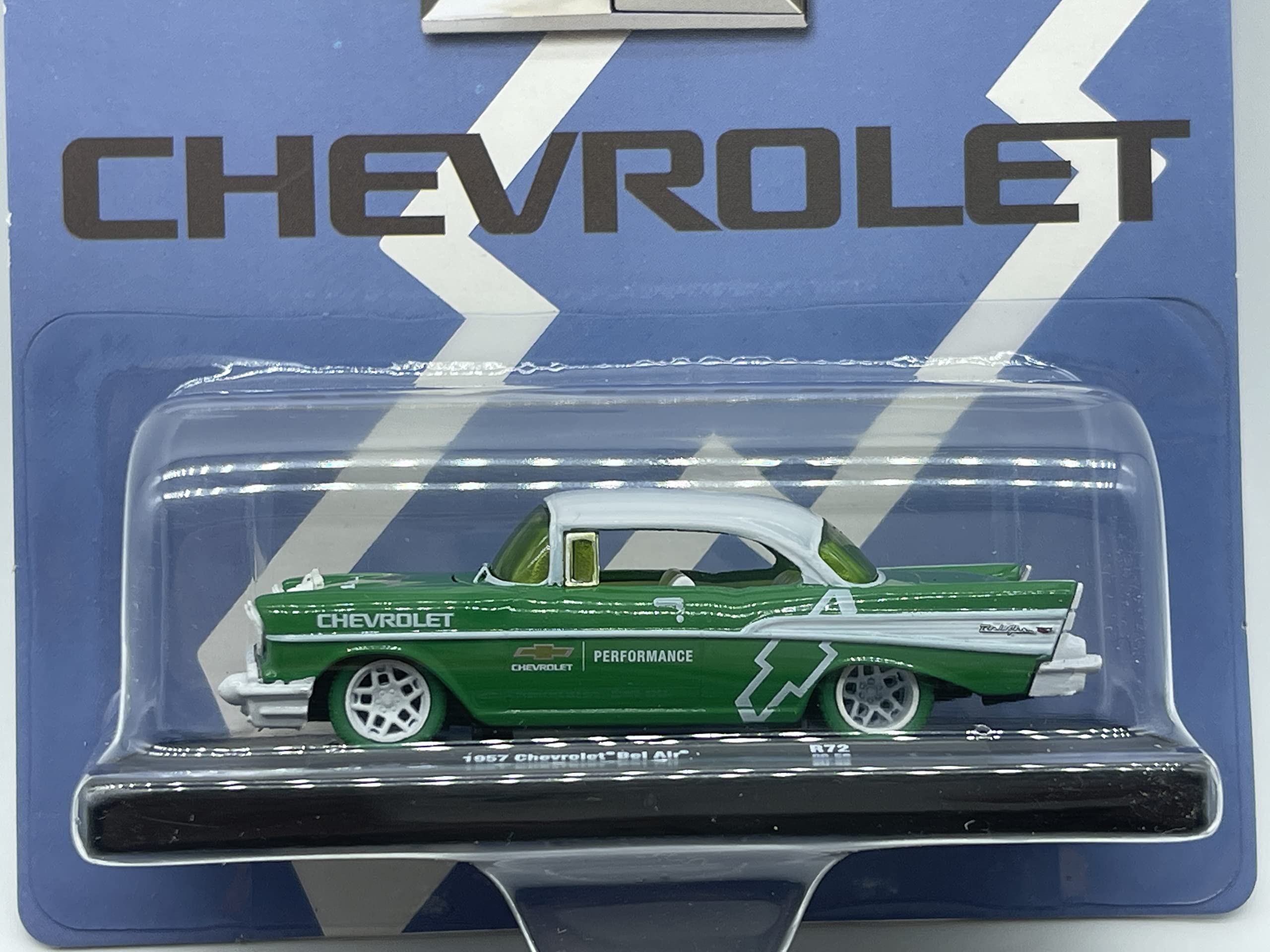 M2 Machines 1 of 750 Worldwide Chase Car with Special Wheels 1957 Chevy Bel Air 1:64 Scale R72 20-52 Green/White Top