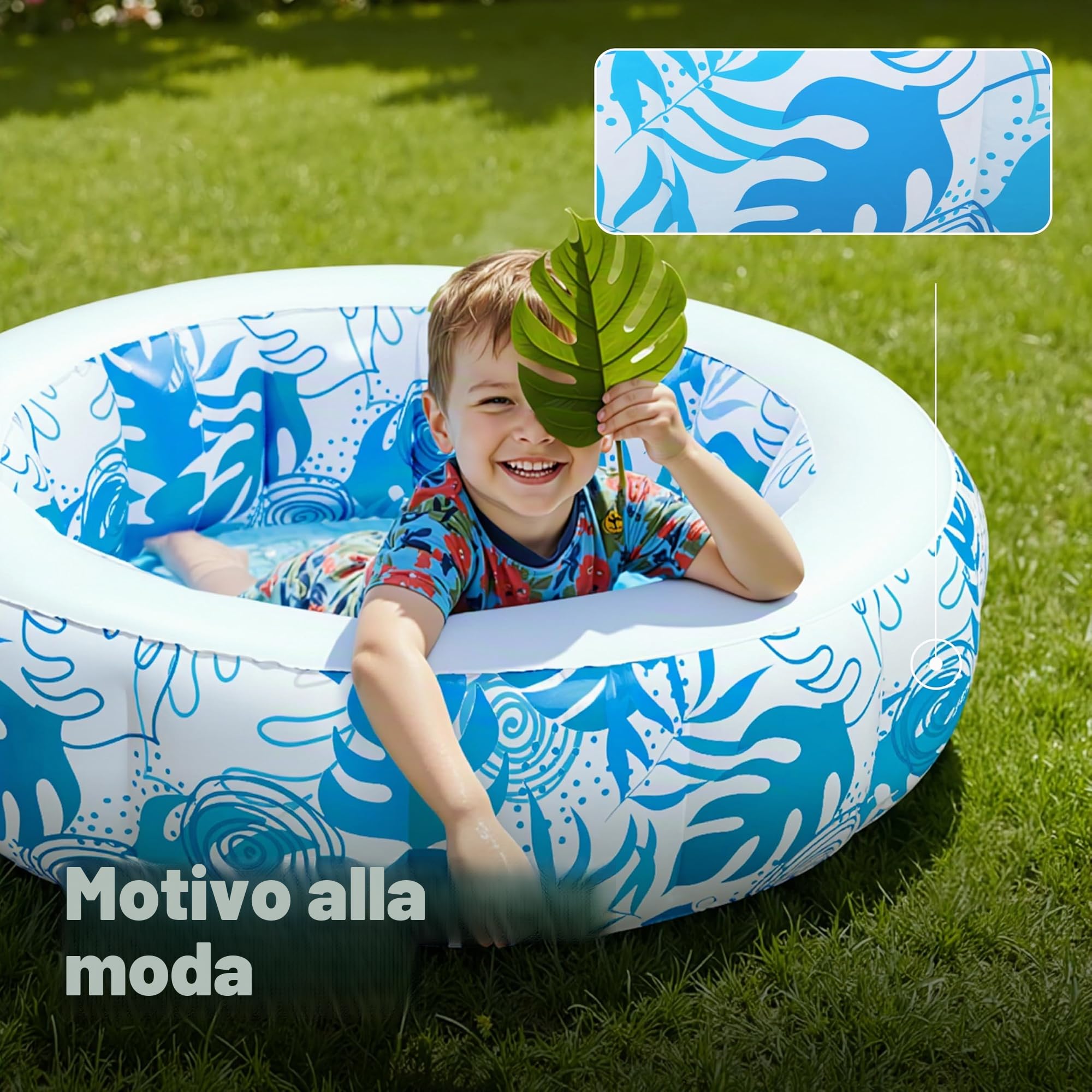 SLOOSH Rotondo Piscina gonfiabile per bambini, 81x81x22 cm, piscina gonfiabile quadrata con palline per feste in piscina, giochi d'acqua portatili per interni ed esterni (blu)