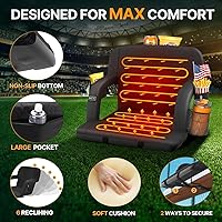 Vista 4 de DEXSO Paquete de 2 asientos de estadio con calefacción con respaldo, calefacción de doble cara, 3 niveles de temperatura, 5 bolsillos