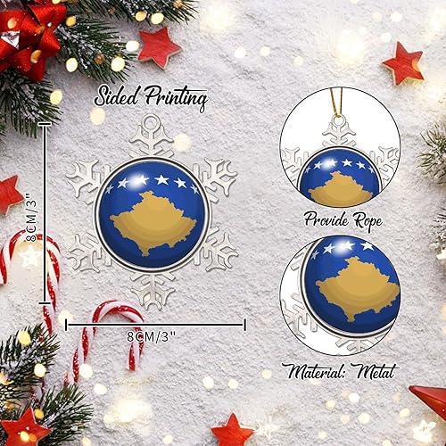 Vista 100 de Bandera de Kenia, adornos colgantes para árbol de Navidad, copo de nieve nacional, adorno de metal, recuerdo de Navidad, regalo de Kenia, decoración