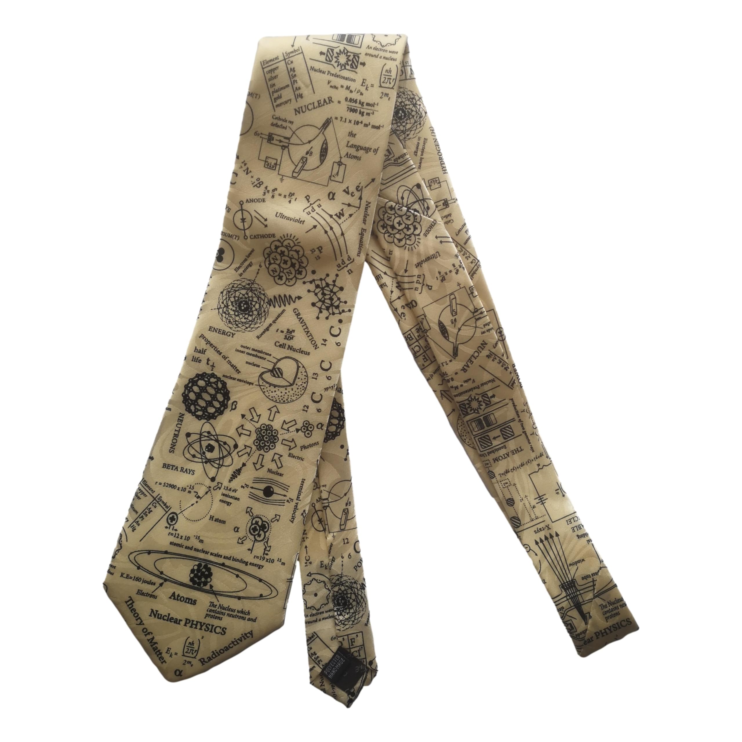 Nuclear Physics Scientist Teacher Student Polyester Tie sleeved with hook-Rich Cream