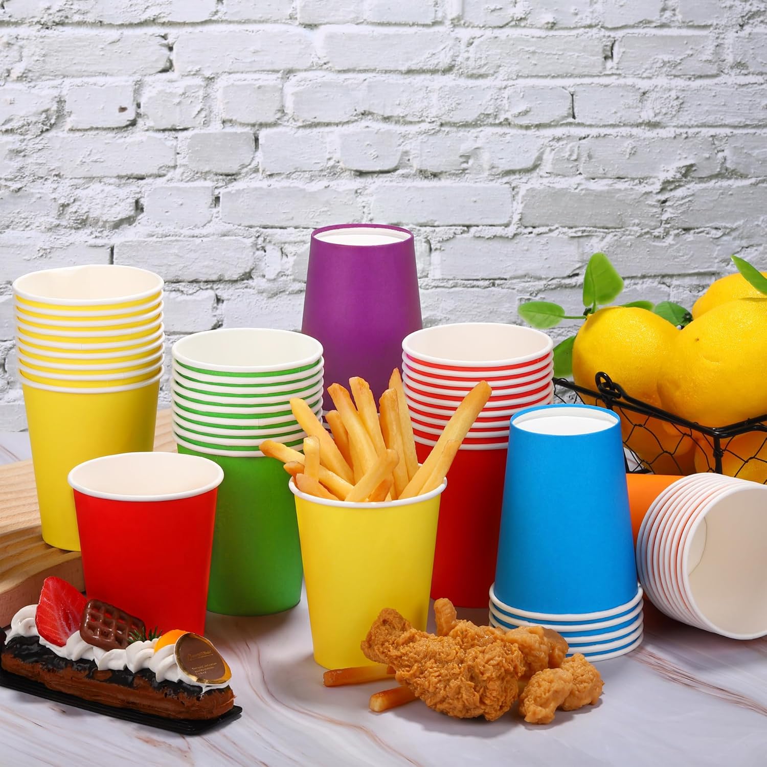 URATOT 60 Pieces 9 Ounce Disposable Paper Cups Rainbow Party Cups Drinking Cups for Party, DIY and Holiday, 6 Colors - Image 4