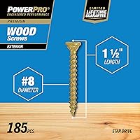 Vista 4 de Power Pro Tornillos de madera para exteriores de alta calidad, tornillos de cubierta multiusos #8 x 1-1/2 pulgadas para proyectos al aire libre