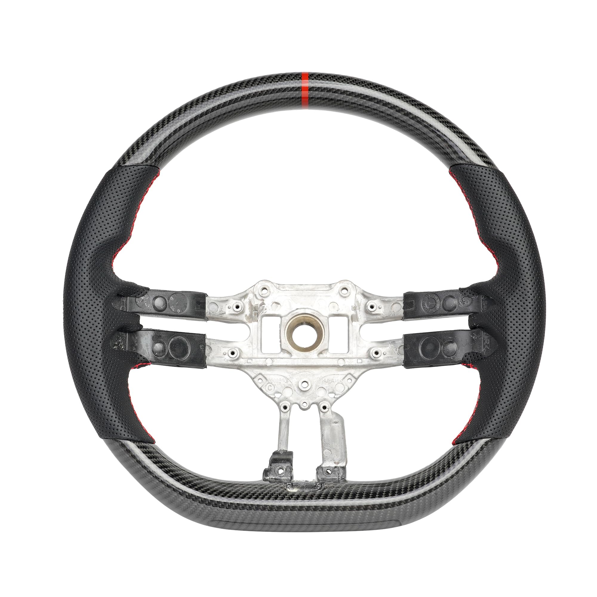Carbon Fiber Steering Wheel with Nappa Perforated Leather, Ergonomic Design & D-Shaped Flat Bottom for 2019-2021 Mercedes-Benz AMG E-Class ?Red Center Marker?