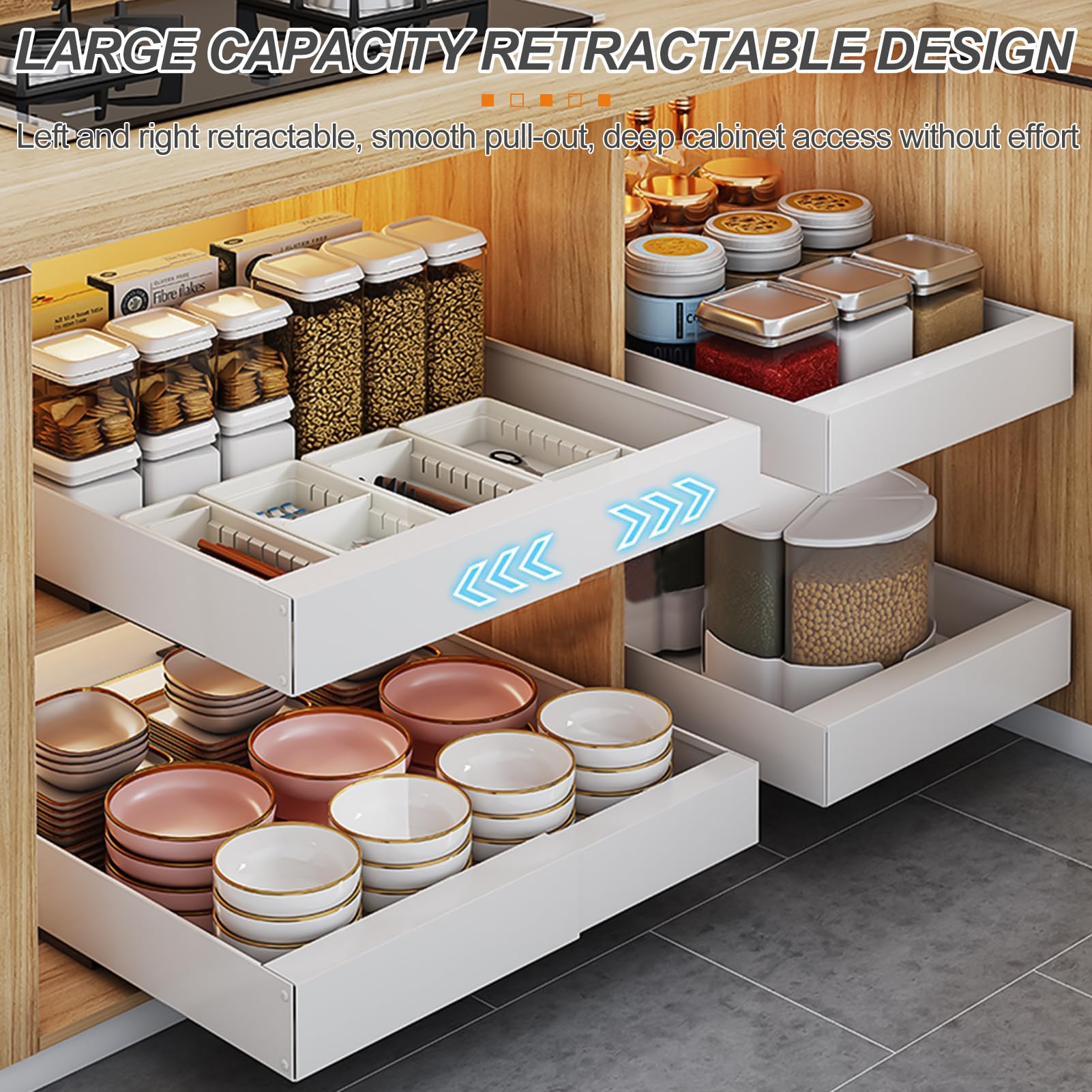 Scaffale da cucina, Organizzatore per armadietto estraibile, Cassetto