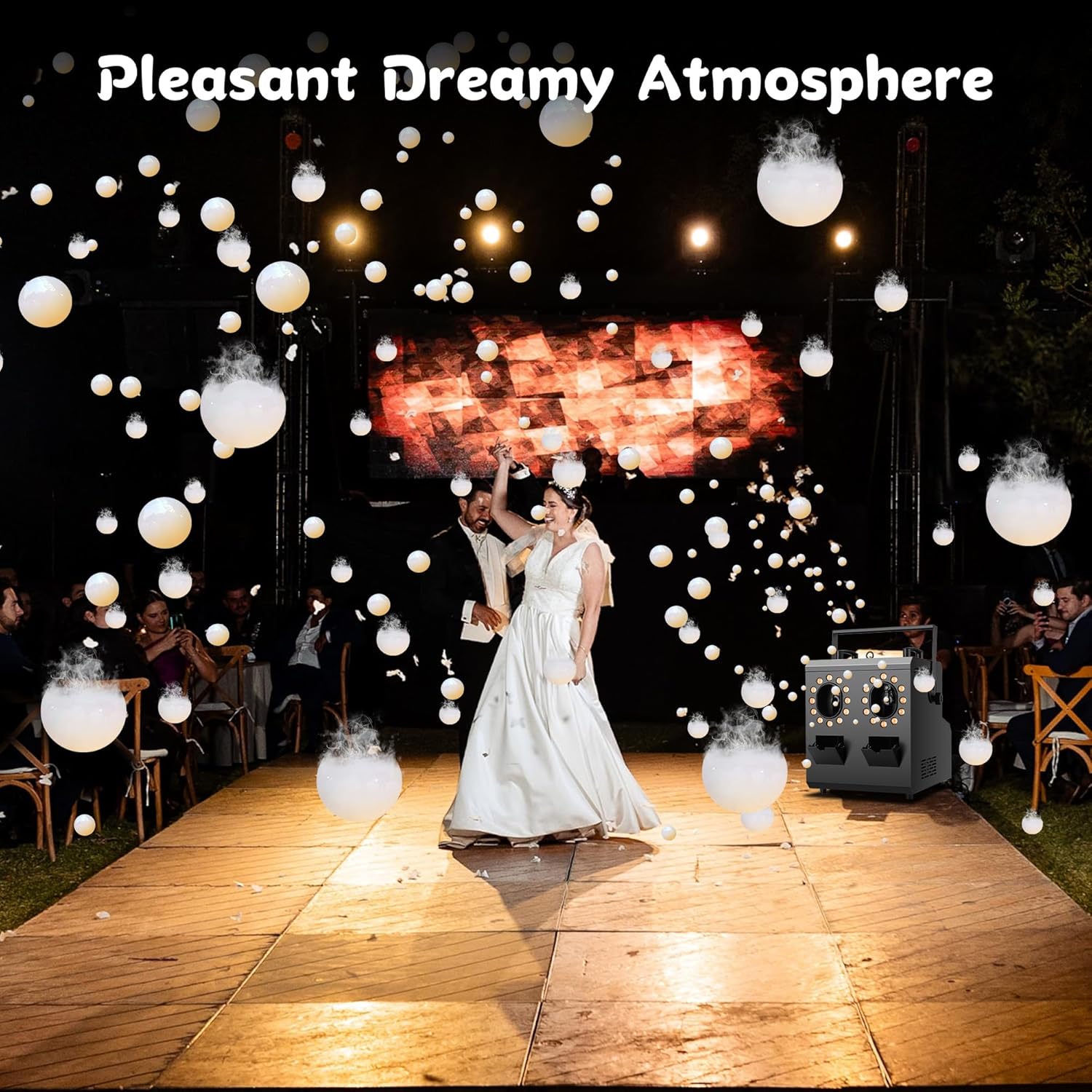 Fog Bubble Machine - 1500W Smoke Bubble Machine with 24 RGBW LED Lights, Remote, Timer,DMX Control for Halloween, Christmas, Weddings, Stage Parties Indoor & Outdoor (Big)