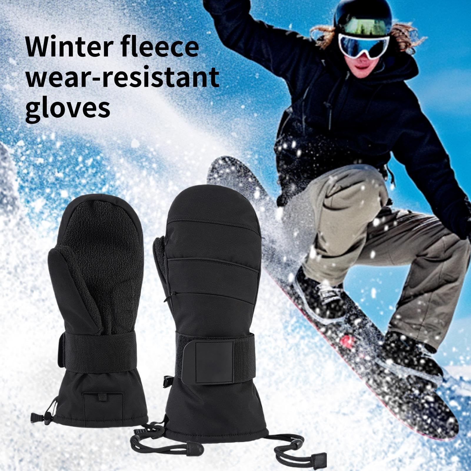 Guantes de esquí, guantes térmicos para pantalla táctil, con protector de muñeca, guantes de snowboard con forro polar, para hombres, motocicleta, esquí, nieve, ciclismo, snowboard