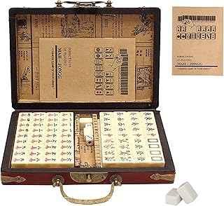 XUBX White Engraved Mini Chinese Majong Set,144 Tiles MahJong Set Portable Chinese Toy with Box,Portable Mahjong,Mini Mahjong Portable Chinese For Chinese Style Game Play Family Leisure Time Or Travel