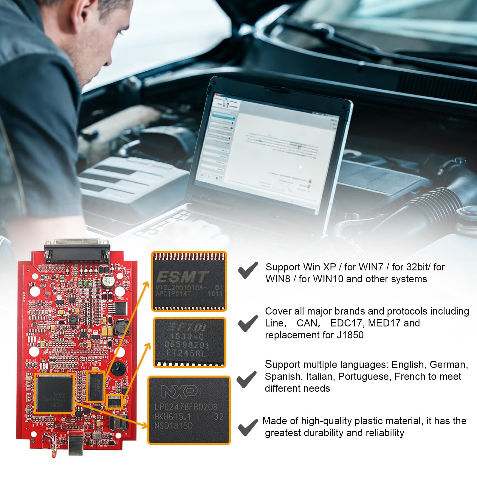 Kess V2, Outil de Diagnostic Automobile V5.017, ECU OBD2 Outil de Programmation Aucune limitation jetons, Compatible avec Toutes Les Marques et protocoles Importants