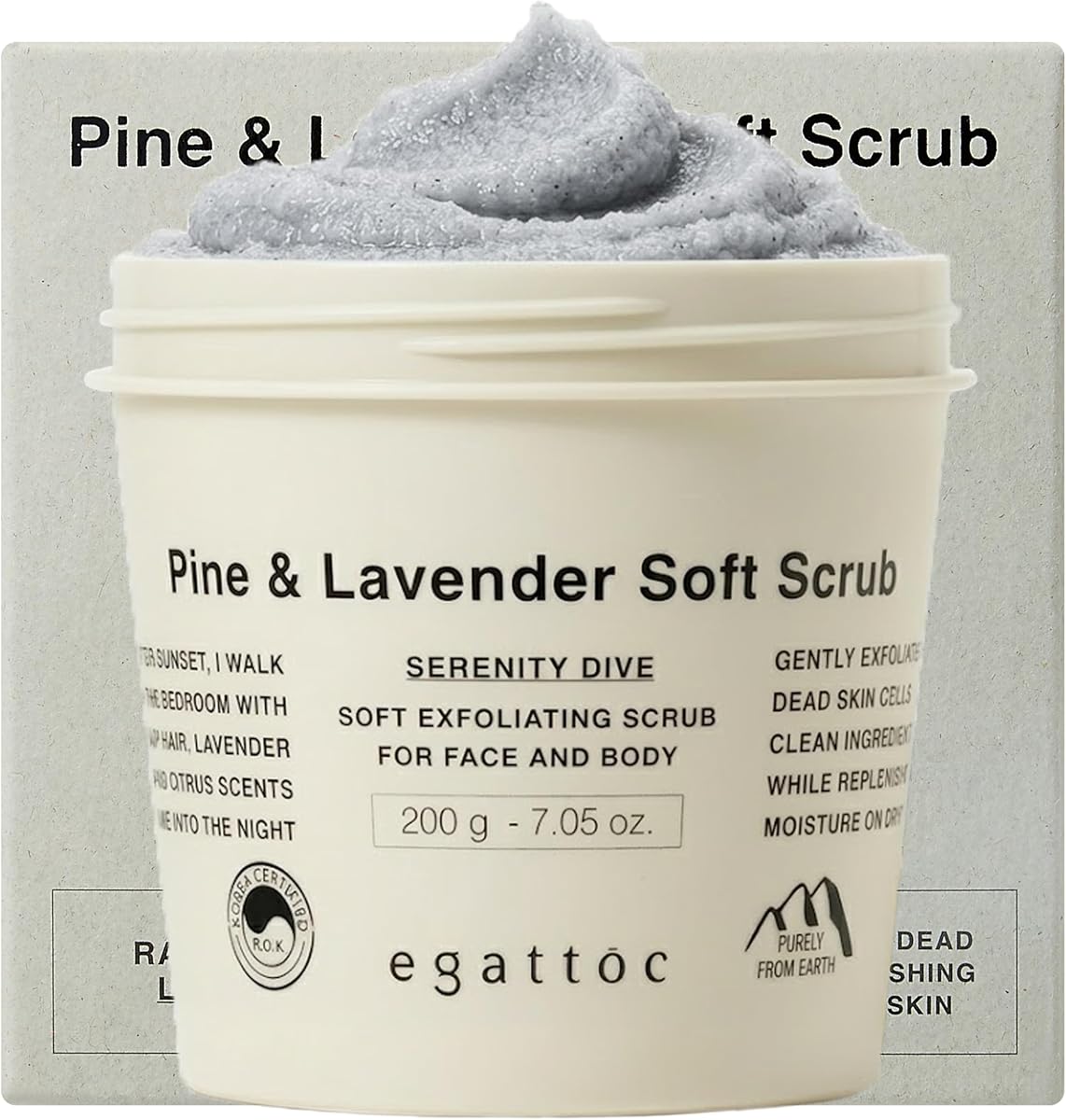 Foaming Body Scrub, Pine & Lavender Sugar Scrub, 2-in-1, 7.05oz | body exfoliator, sensitive skin, whipped sugar scrub, soothing, foaming body wash, AHA BHA PHA, flower complex, face & body