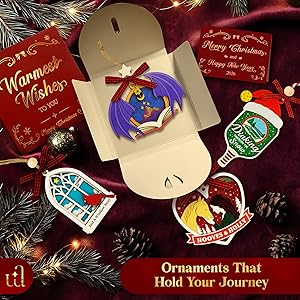 Woodamore Gifts for Women - Ornament Fantasy Reader Gifts for Book Lovers, Fourth Wing Bookish Christmas Ornaments for Bookshelf Library Decor, Ornaments for Christmas Tree