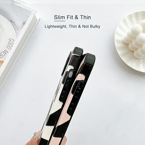 Miniatura 5 de INJPCUCA Funda diseñada para iPhone 13 Pro Max, diseño de patrón de ondas, color negro, funda protectora para mujeres y niñas, de piel sintética,