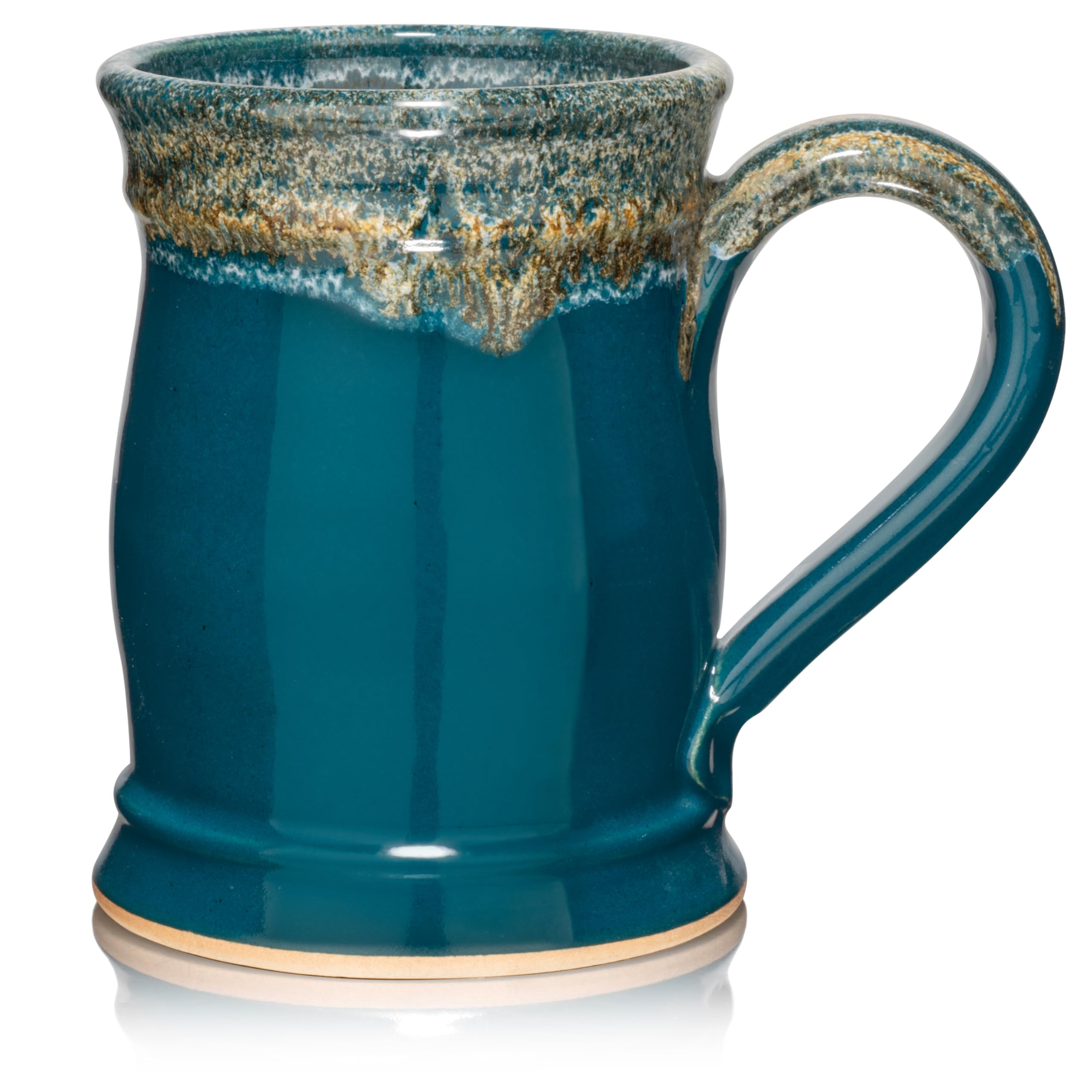 20oz Barrel Coffee Mug Handmade in the USA (Peacock Green/Gold)