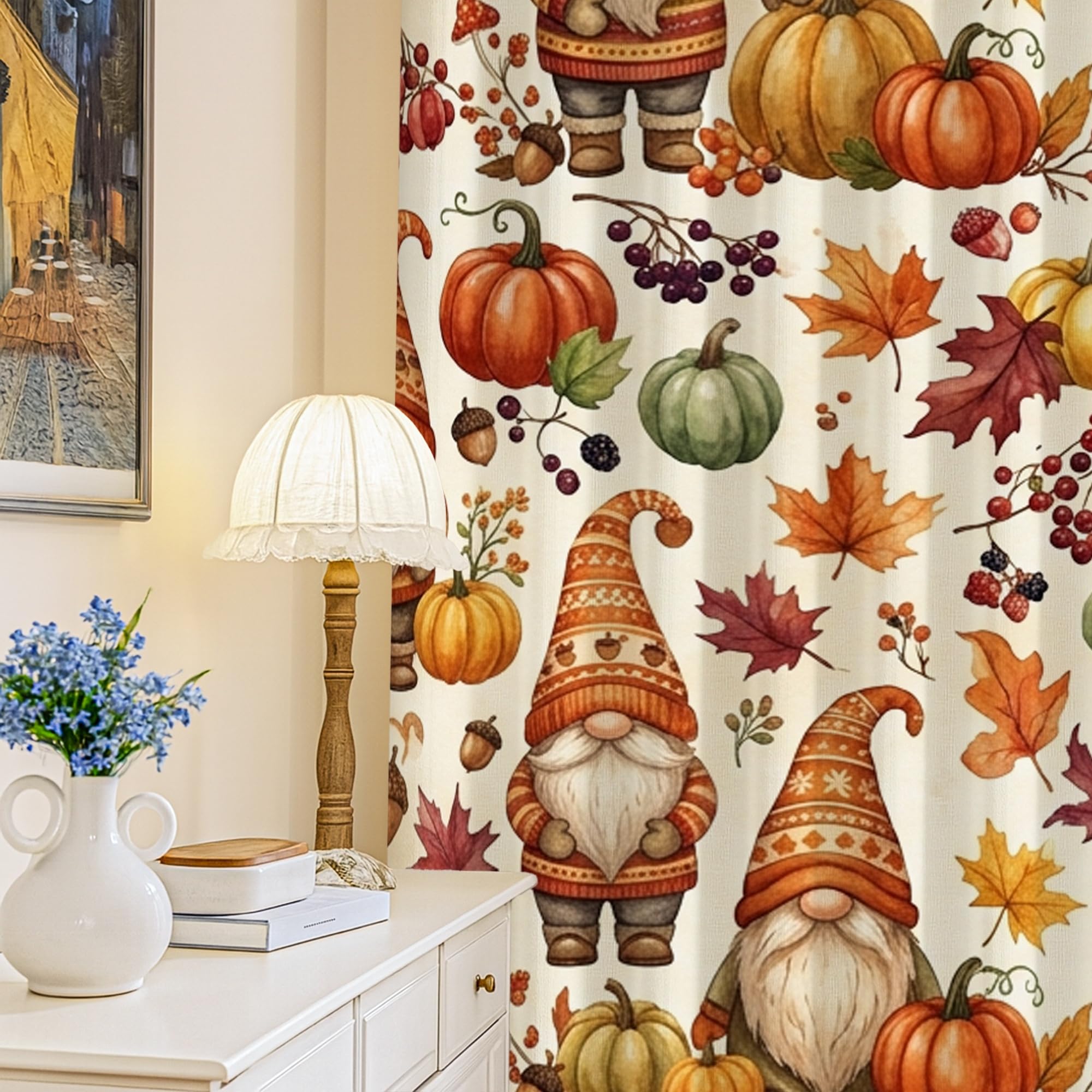 Rideaux occultants de nains et citrouilles pour chambre d'enfant cocooning