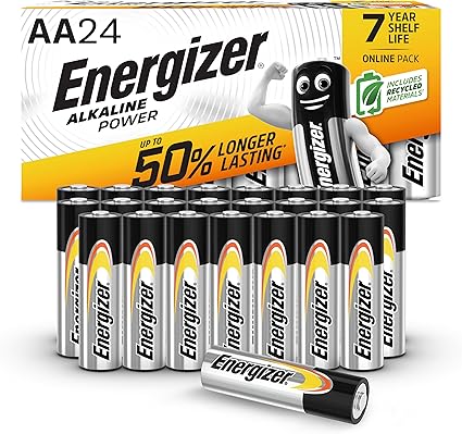 Las pilas AA alcalinas de Energizer ofrecen energía fiable y duradera para una variedad de dispositivos. Diseño resistente a fugas y almacenamiento de energía por hasta 7 años. Embalaje reciclable.