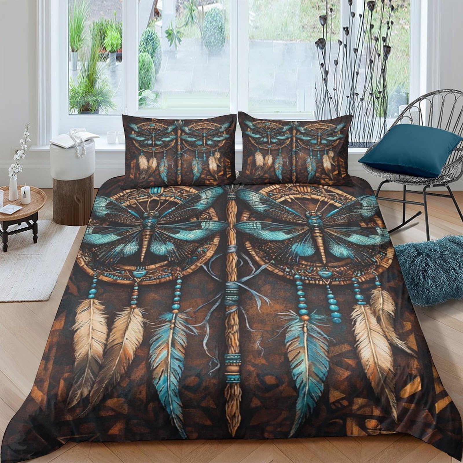 Unrxjzlvm Style-5 3D Dreamcatcher Bedding Set Microfiber Teens Gift Decor