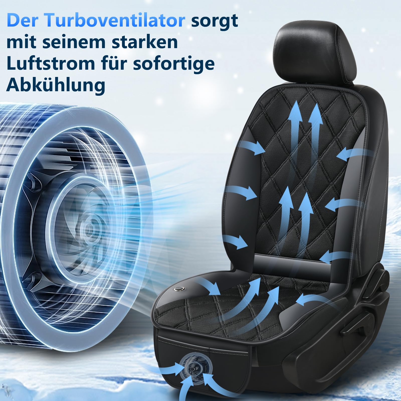 FLORICH Coprisedili per l'estate con Ventilatori Turbo, Imbottitura Traspirante a 3 Velocità, Modello Universale per Auto, SUV, Camion e Furgoni