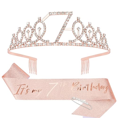 Miniatura 290 de CIEHER Juego de corona de cumpleaños 50 + banda de 50 y fabulosa banda + pin de perlas, tiara, regalos de 50, decoraciones para mujeres amigas