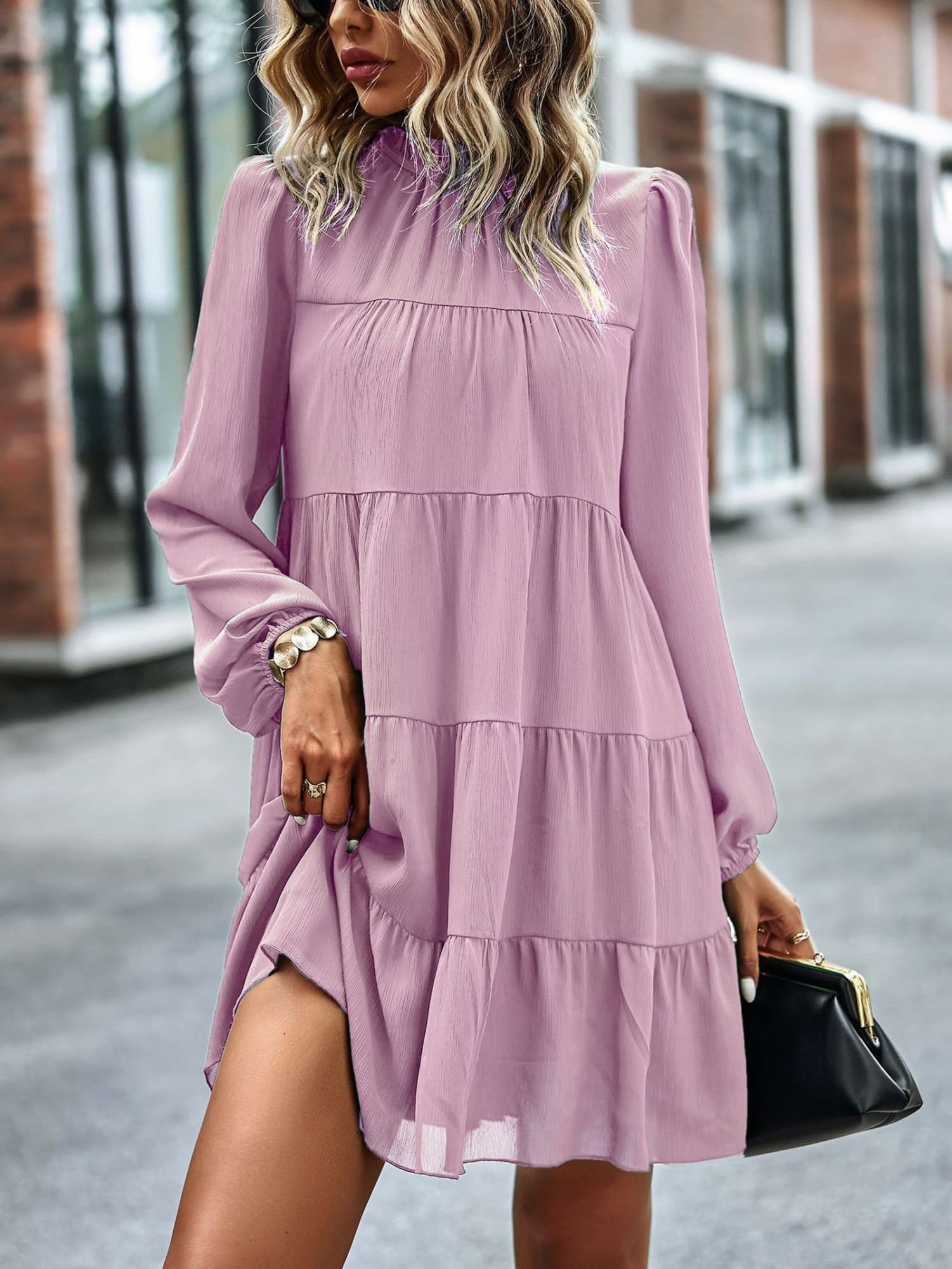Amazon.com: Yokqexz Women's Summer Casual Dress Sweet & Cute Round Neck  Mini Dress Long-Sleeved Sundress Loose Tank Dresses (Color : Pink, Size :  X-Large) : Clothing, Shoes & Jewelry